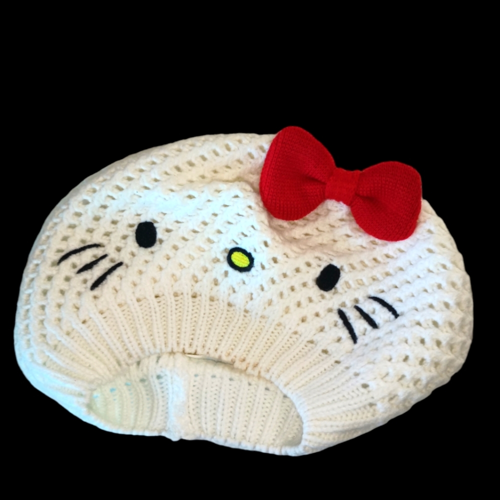 Crochet hello kitty beret Y2K